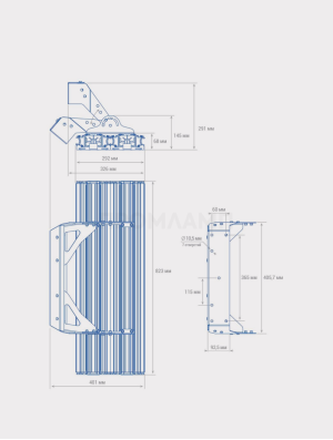 Размеры светильника TL-PROM Plus FL 24V LV 400 5K D